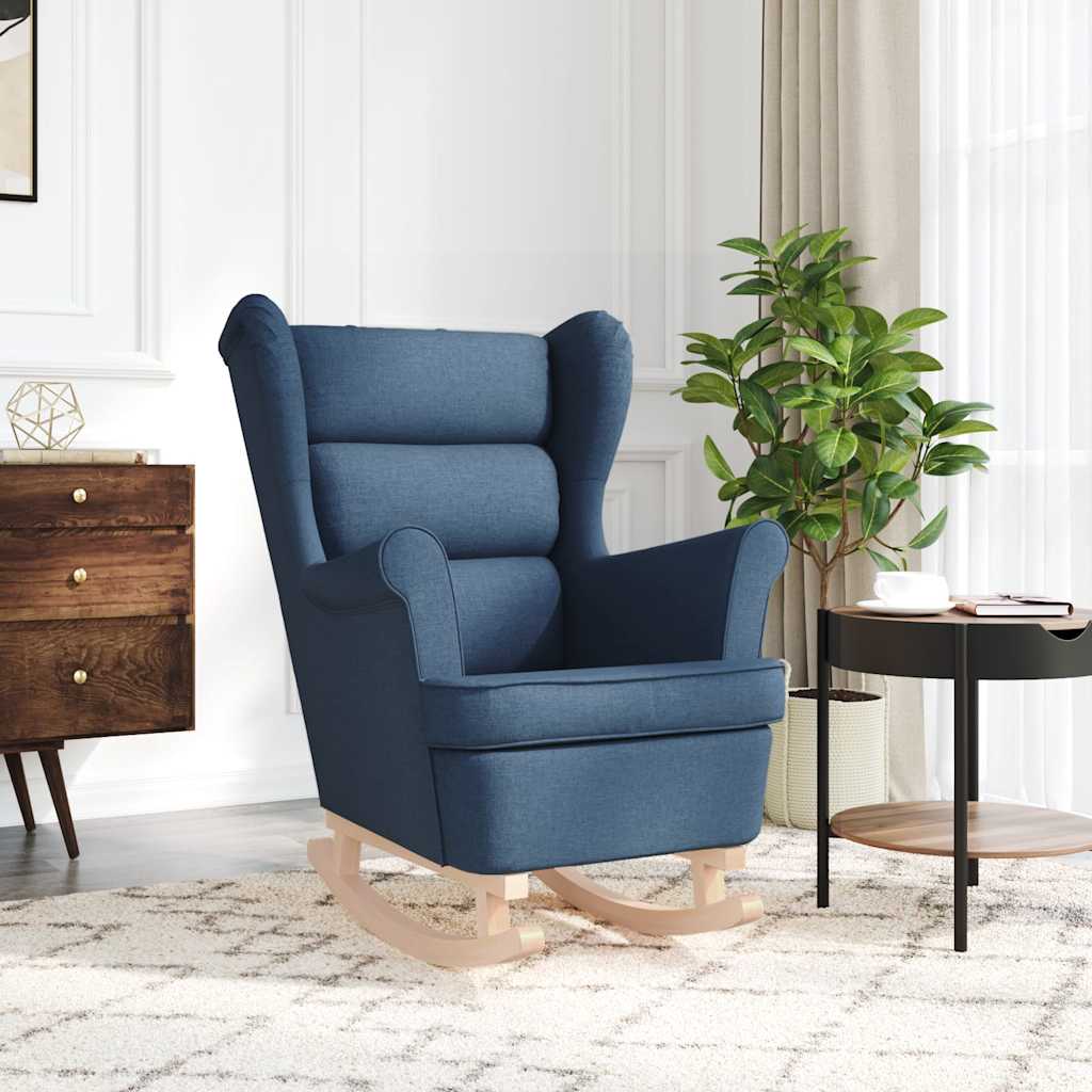 Sedia a Dondolo Blu 74x90x102 cm in Tessuto - homemem39