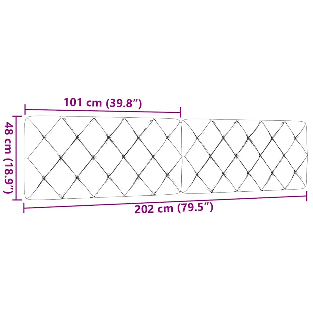 Cuscino Testiera Grigio Chiaro 200 cm in Tessuto