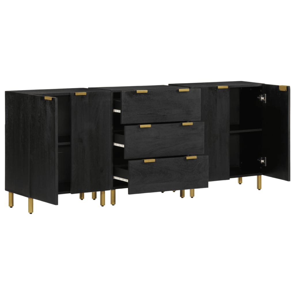 Credenze 3 pz Nere in Legno Multistrato | homemem39