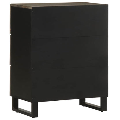 Credenze 2 pz Nere 60x33x75 cm in Legno Massello di Mango | homemem39