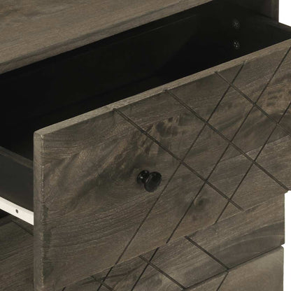 Credenze 2 pz Nere 60x33x75 cm in Legno Massello di Mango | homemem39