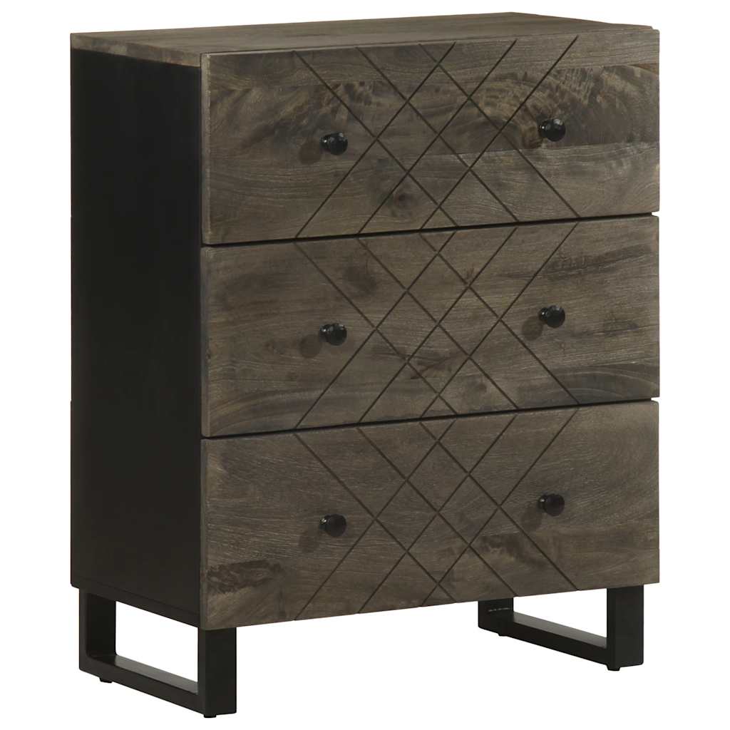 Credenze 3 pz Nere 60x33x75 cm in Legno Massello di Mango | homemem39