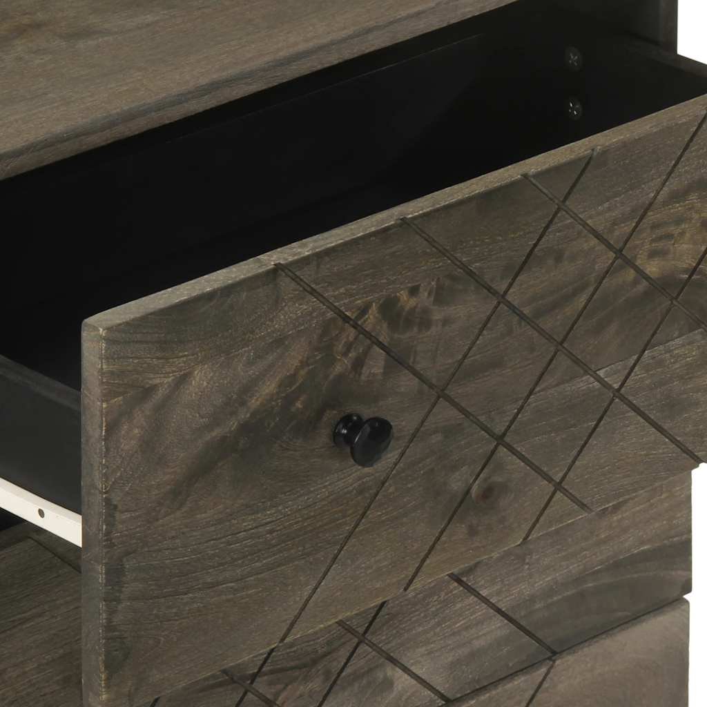 Credenze 3 pz Nere 60x33x75 cm in Legno Massello di Mango | homemem39