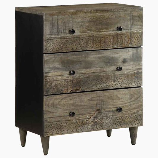 Credenze 2 pz Grigio Chiaro 60x33,5x75 cm Legno Massello Mango | homemem39