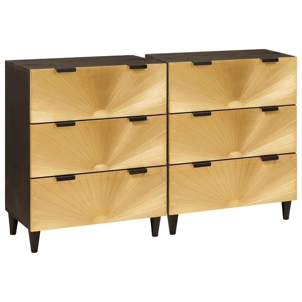Set di Credenze 2 pcs Nero e Ottone 120 x 33 x 75 cm | homemem39