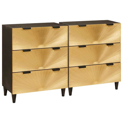 Set di Credenze 2 pcs Nero e Ottone 120 x 33 x 75 cm | homemem39