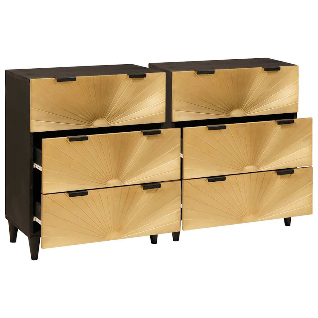 Set di Credenze 2 pcs Nero e Ottone 120 x 33 x 75 cm | homemem39
