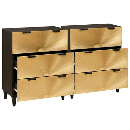 Set di Credenze 2 pcs Nero e Ottone 120 x 33 x 75 cm | homemem39