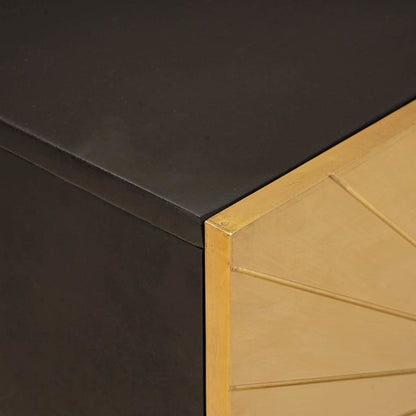 Set di Armadi da Bagno 5 pcs Nero e Oro Legno di mango massello