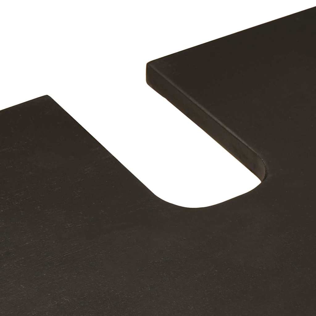 Set di Armadi da Bagno 5 pcs Nero e Oro Legno di mango massello