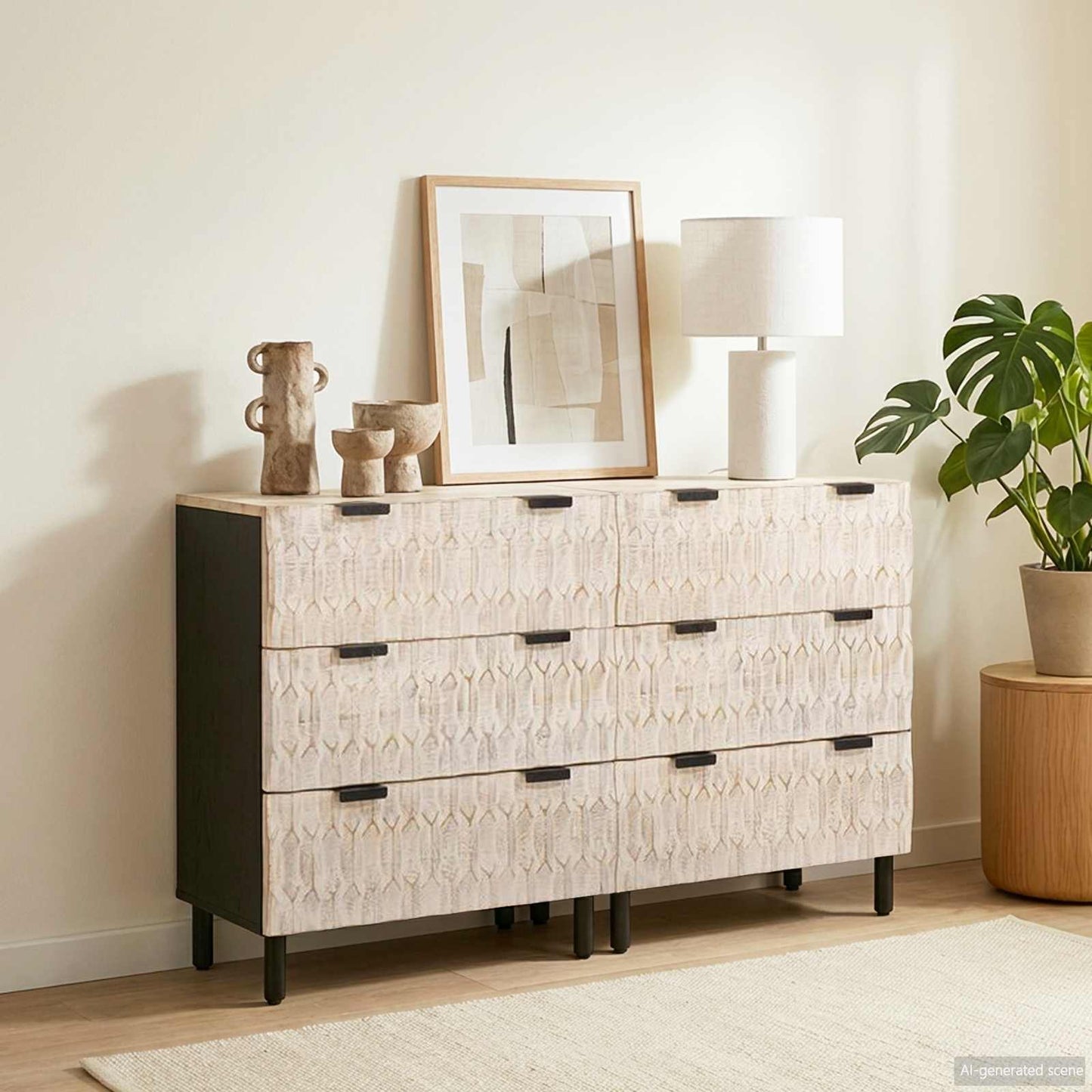 Credenza 2 pcs Finitura Bianco Lavato 60 x 33 x 75 cm