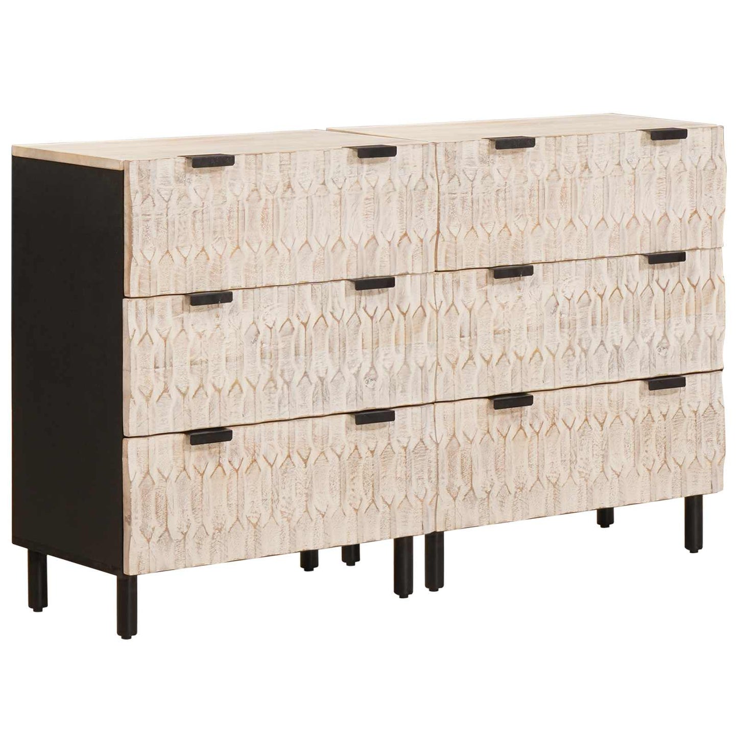 Credenza 2 pz 60 x 33 x 75 cm Legno di mango massello