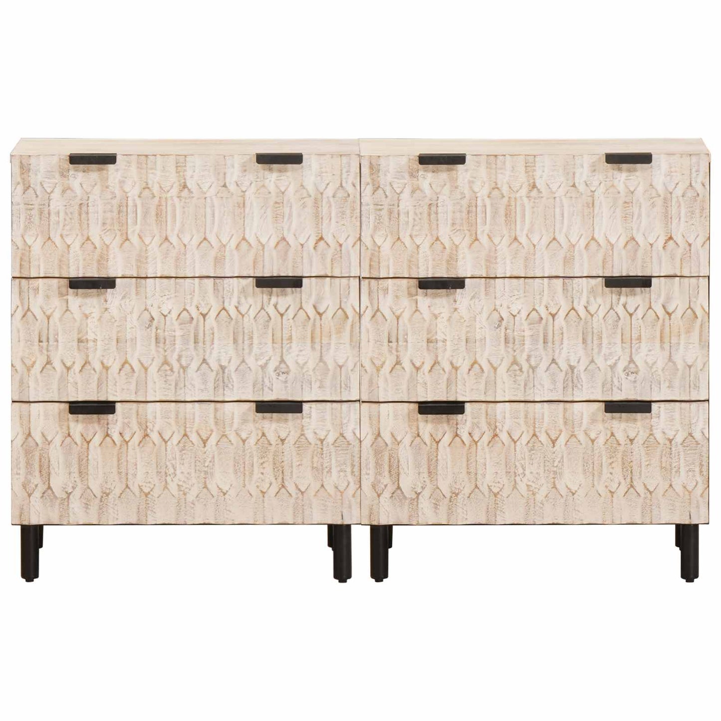 Credenza 2 pz 60 x 33 x 75 cm Legno di mango massello