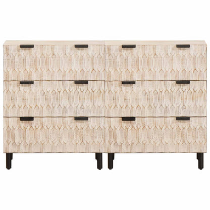 Credenza 2 pz 60 x 33 x 75 cm Legno di mango massello
