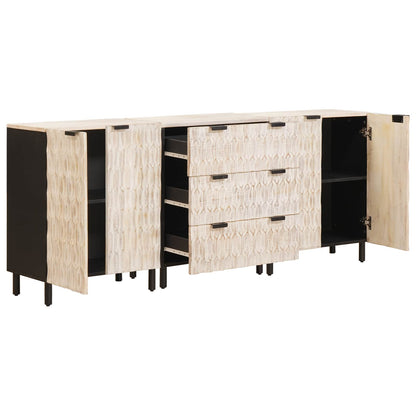 Credenza 3 pz 60 x 33 x 75 cm Legno di mango massello