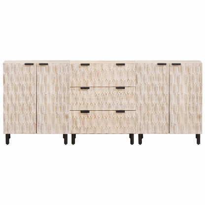Credenza 3 pz 60 x 33 x 75 cm Legno di mango massello