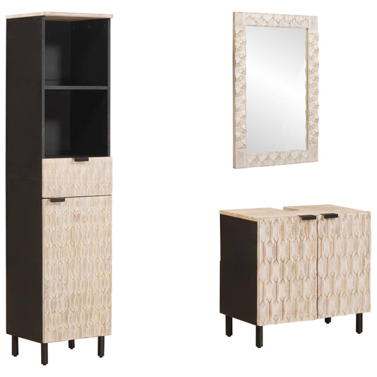 Set da Bagno con cassetto 3 pcs Finitura Bianco Lavato