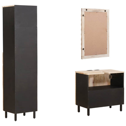 Set da Bagno Finitura Bianco Lavato Legno di mango massello