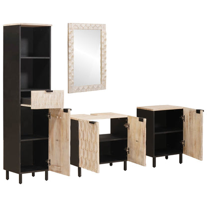 Set da Bagno Finitura Bianco Lavato Legno di mango massello