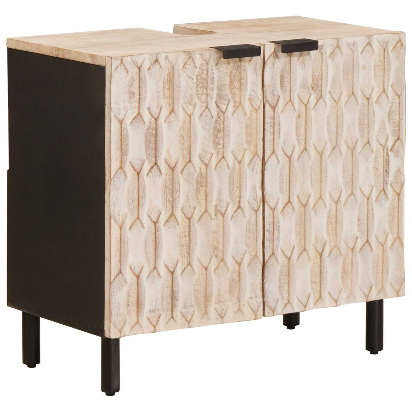 Set da Bagno Finitura Bianco Lavato Legno di mango massello