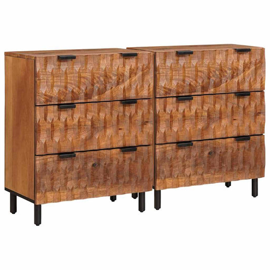 Credenza 2 pcs Finitura Marrone Acacia 60 x 33 x 75 cm | homemem39