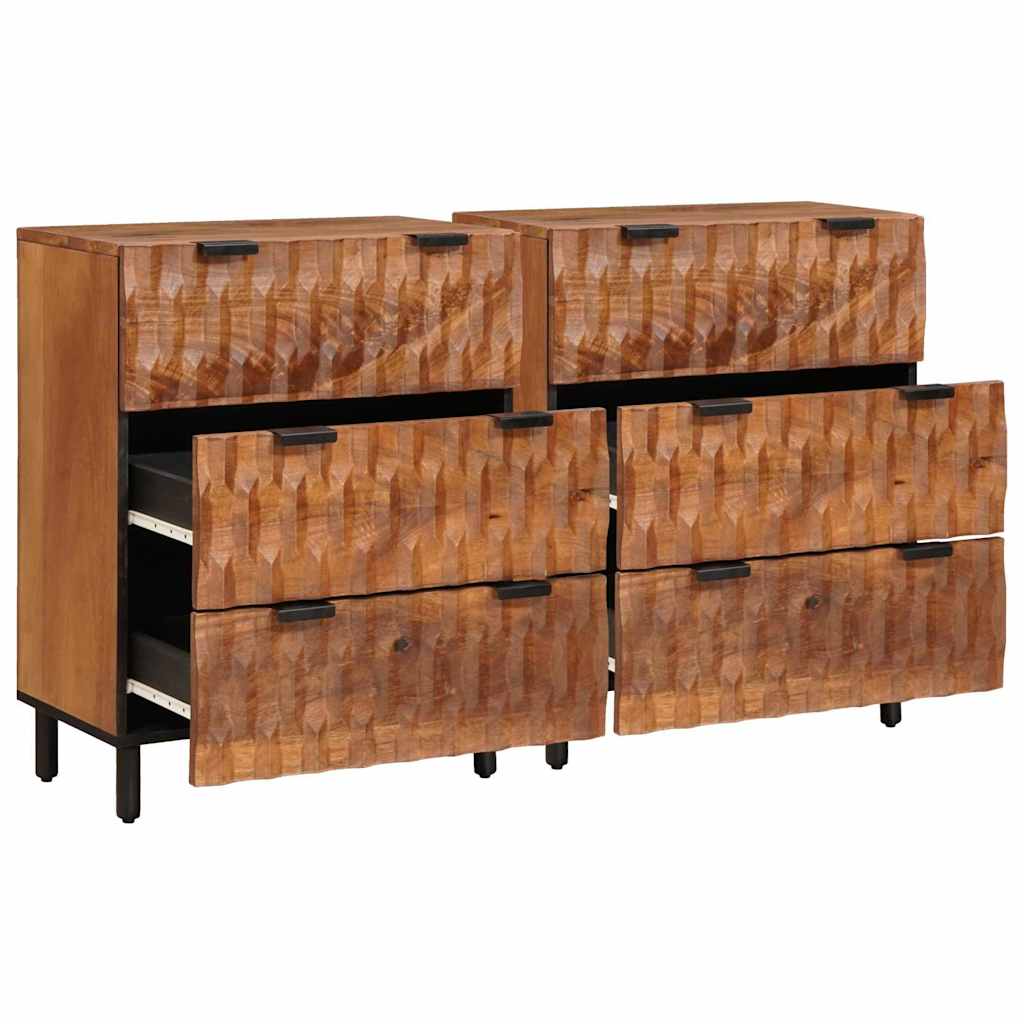 Credenza 2 pcs Finitura Marrone Acacia 60 x 33 x 75 cm | homemem39