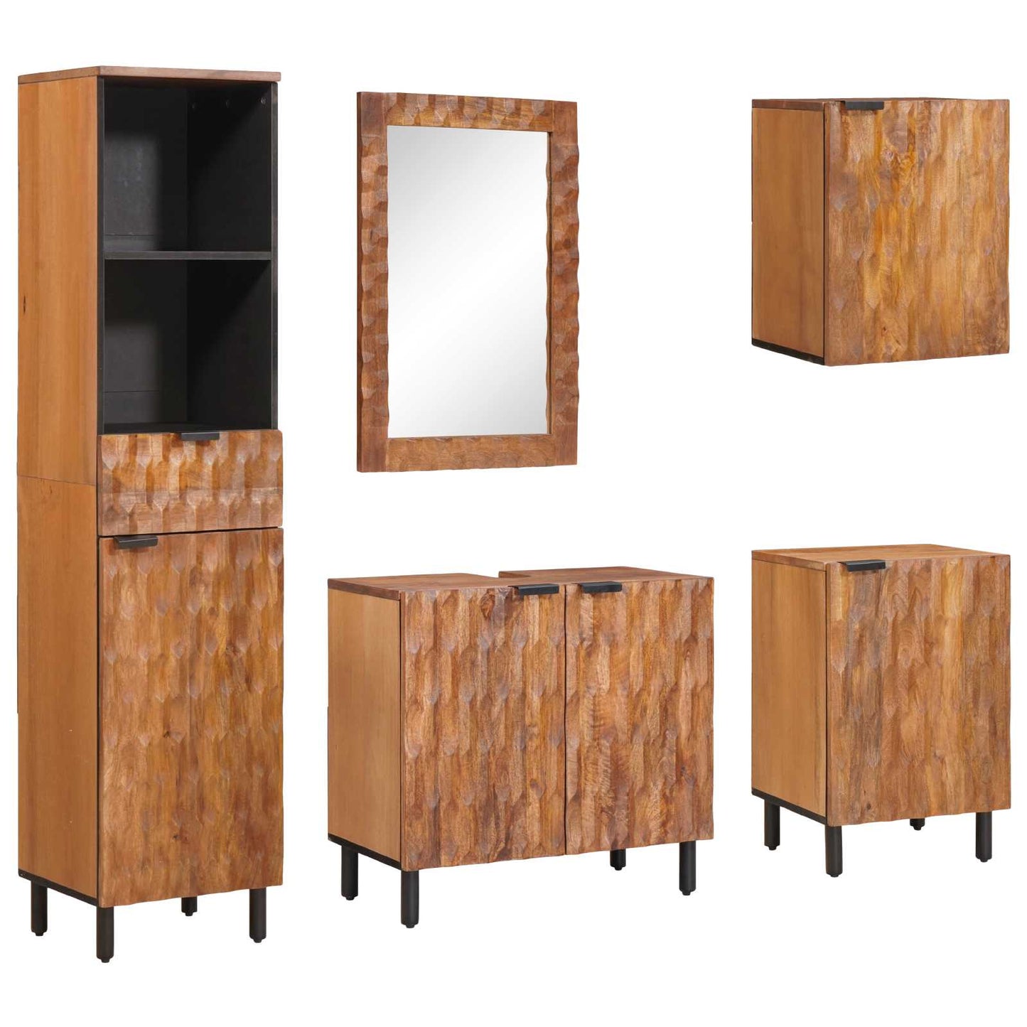 Set da Bagno Acacia Marrone Winish Legno di mango massello