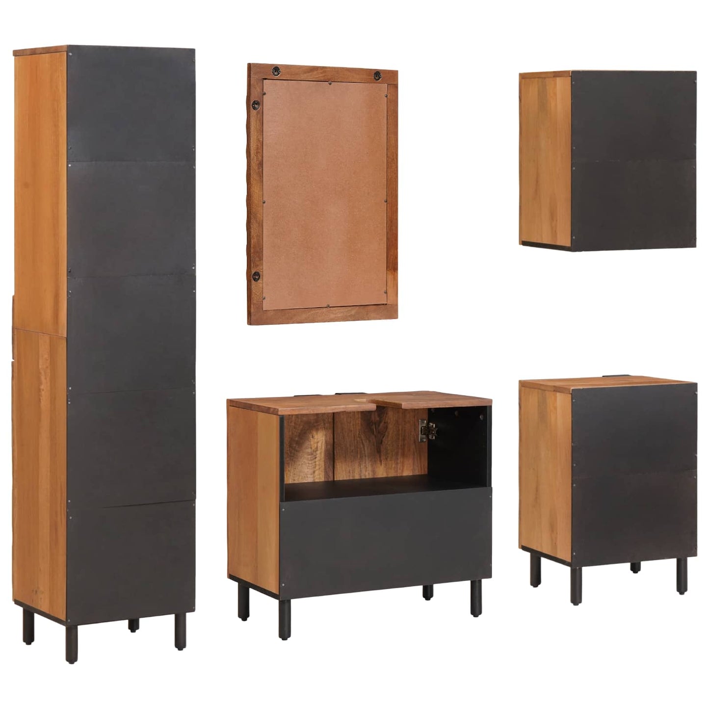 Set da Bagno Acacia Marrone Winish Legno di mango massello