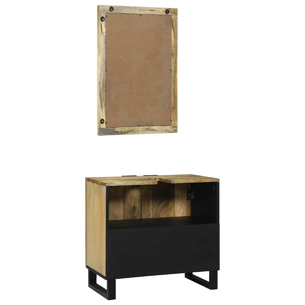 Set di Armadi da Bagno 2 pcs Naturale Legno di mango massello | homemem39