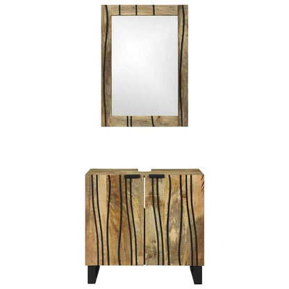 Set di Armadi da Bagno 2 pcs Naturale Legno di mango massello | homemem39