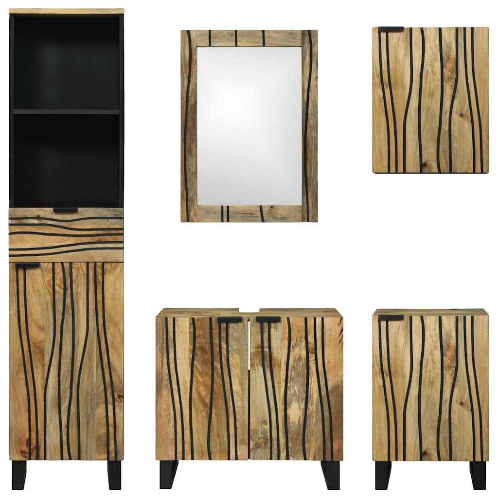 Set di mobili per il bagno 5 pcs Marrone Legno multistrato | homemem39