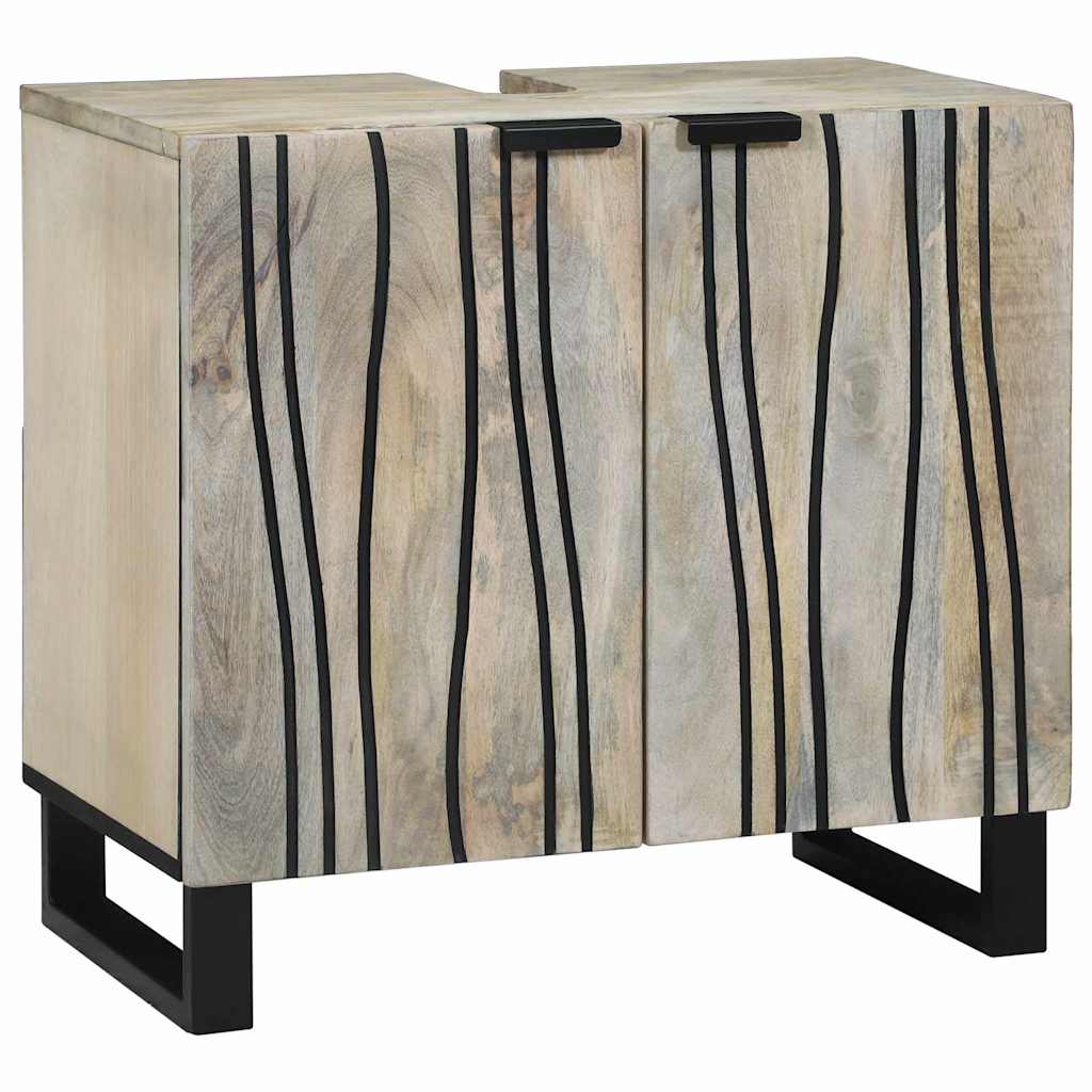 Set di Armadi da Bagno 2 pcs Bianco Legno di mango massello | homemem39