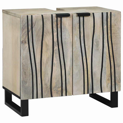 Set di Armadi da Bagno 2 pcs Bianco Legno di mango massello | homemem39