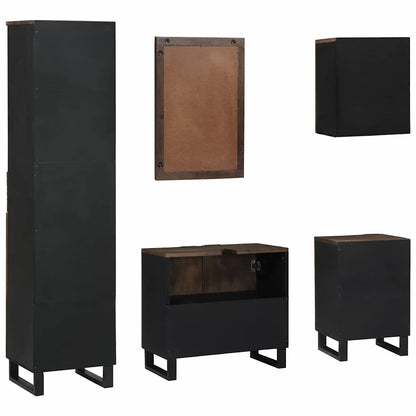 Set di mobili per il bagno 5 pcs Bianco Legno multistrato