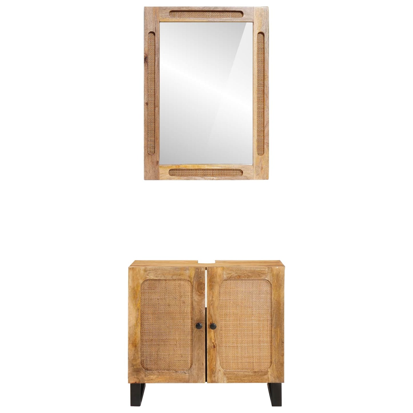 Set da Bagno con porta 2 pcs Marrone Legno di mango massello