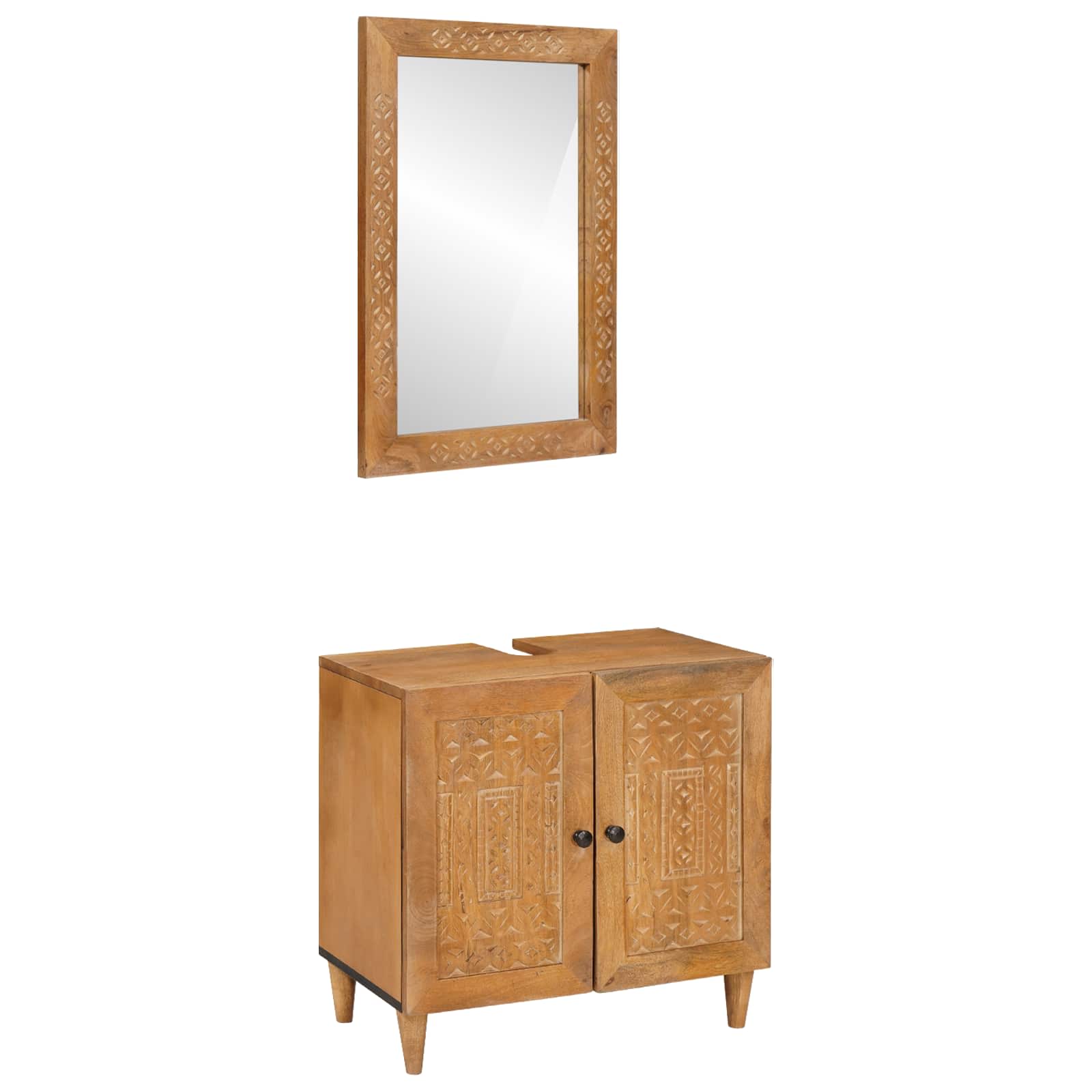 Set di mobili per il bagno 2 pcs Marrone Legno multistrato | homemem39