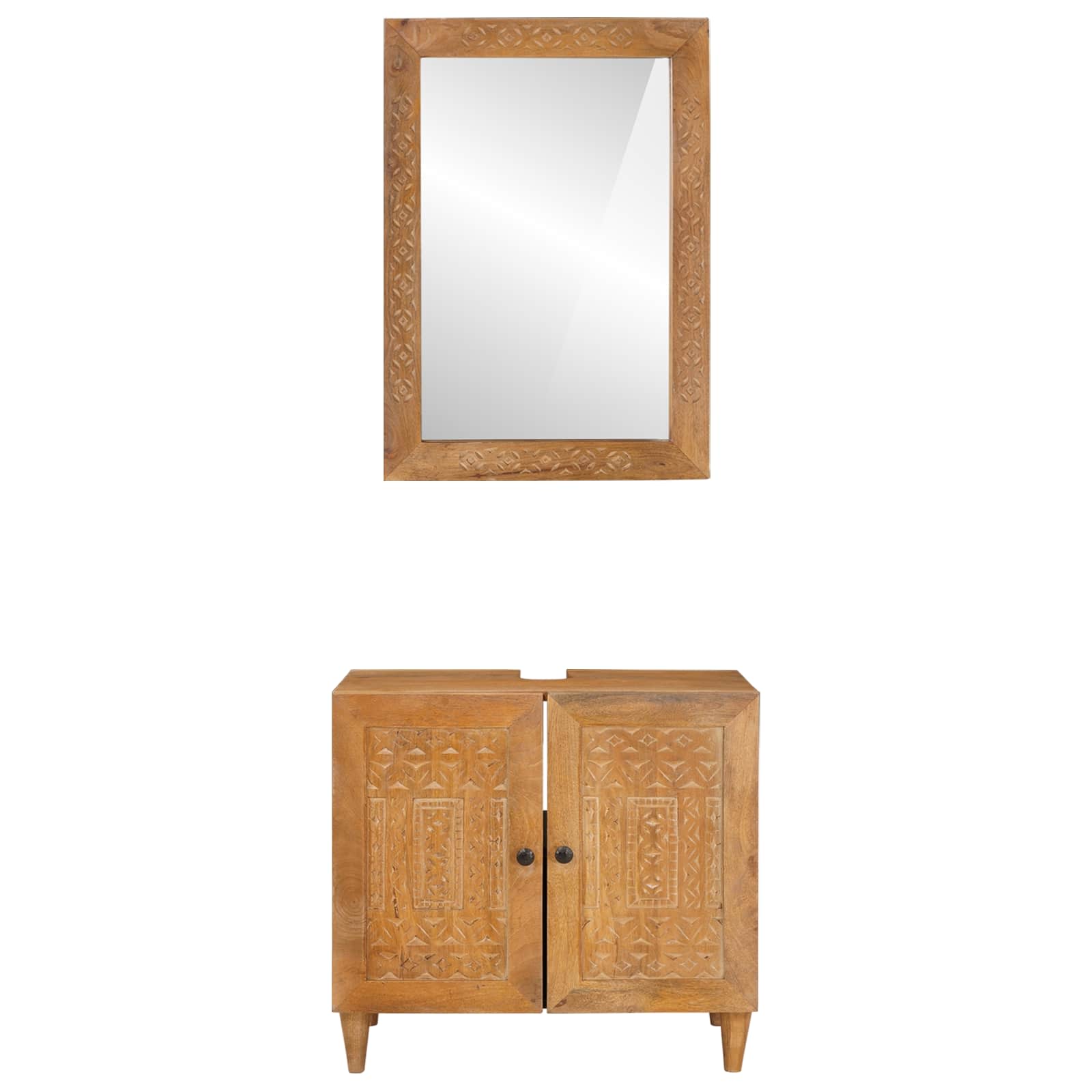 Set di mobili per il bagno 2 pcs Marrone Legno multistrato | homemem39