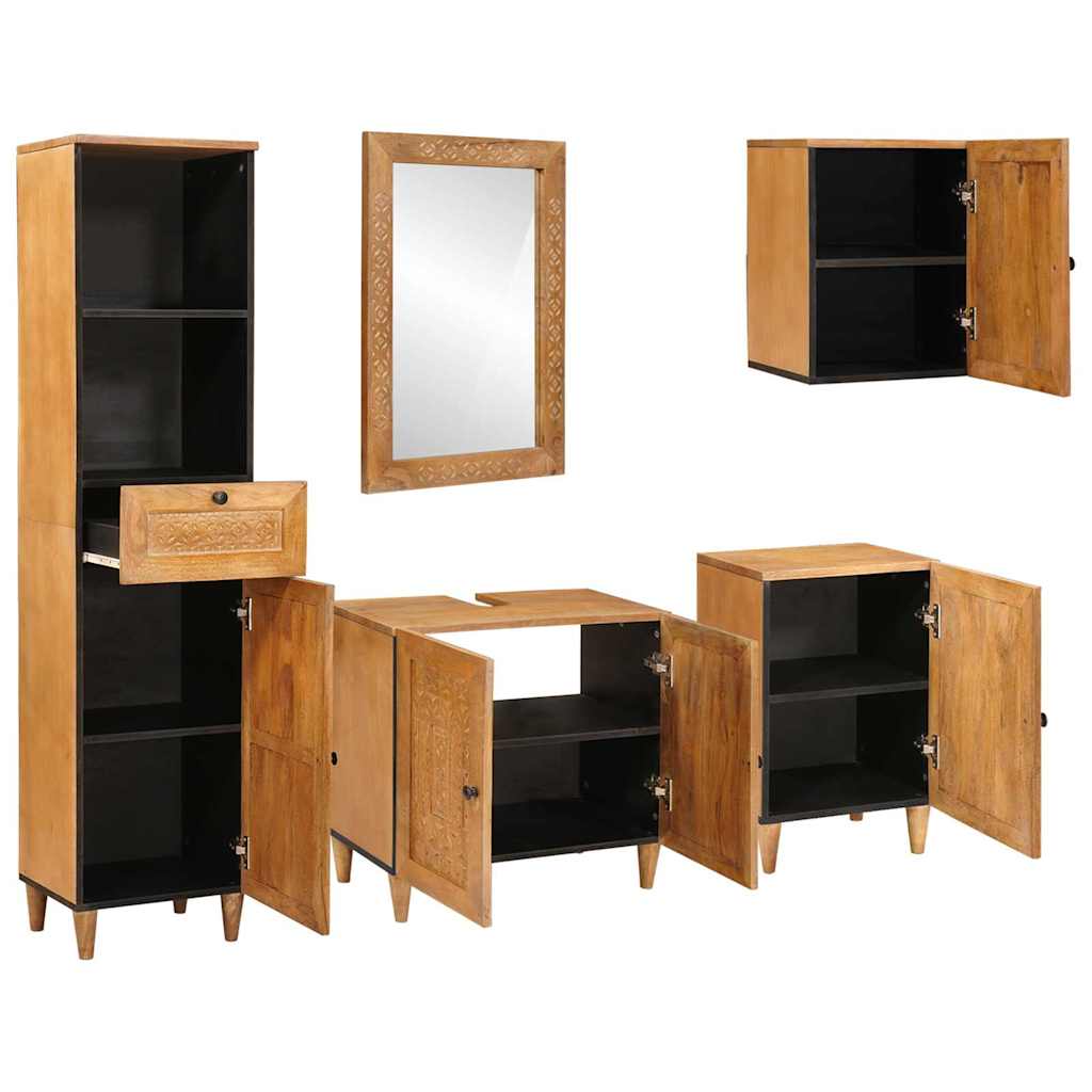 Set di mobili per il bagno 5 pcs Marrone Legno multistrato | homemem39