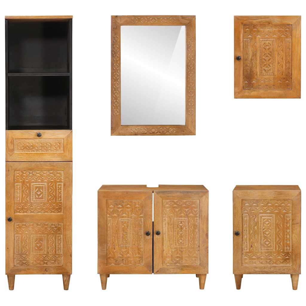 Set di mobili per il bagno 5 pcs Marrone Legno multistrato | homemem39