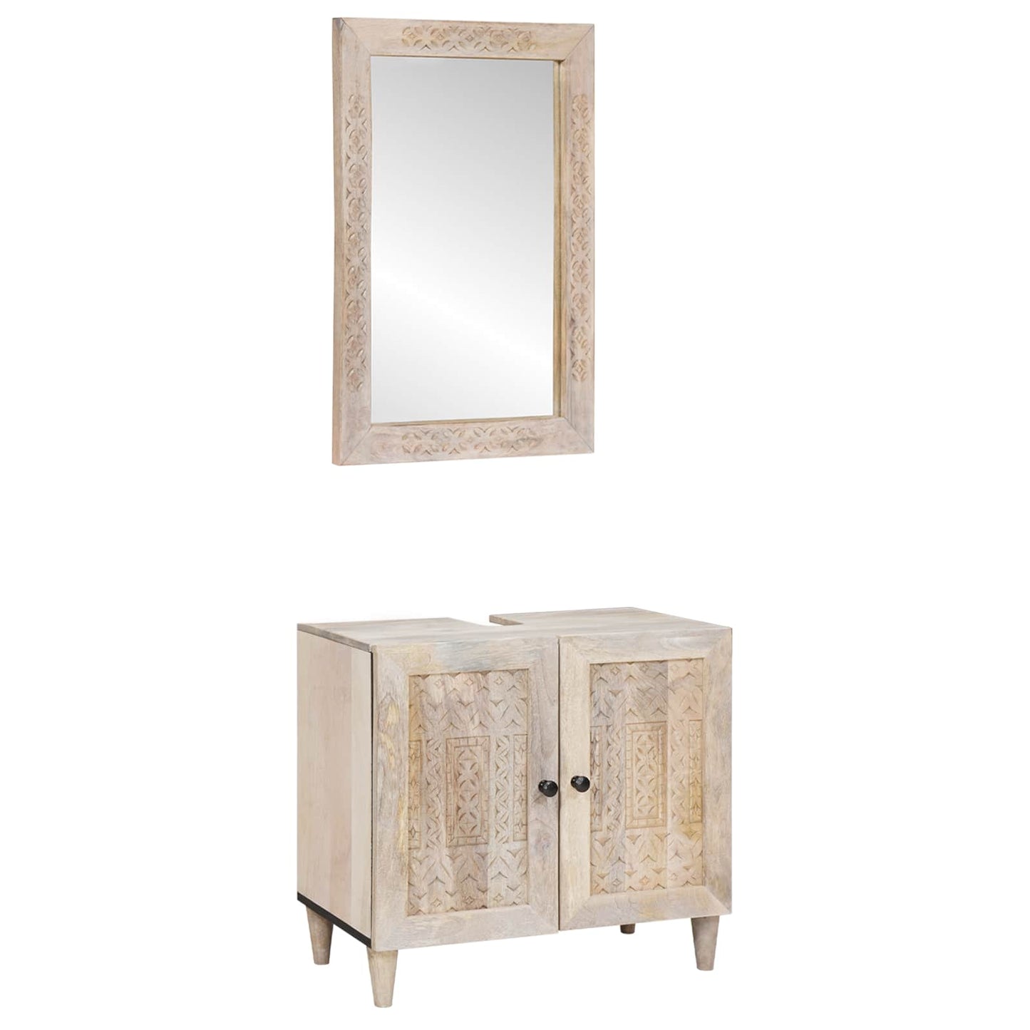 Set di mobili per il bagno 2 pcs Bianco Legno multistrato | homemem39