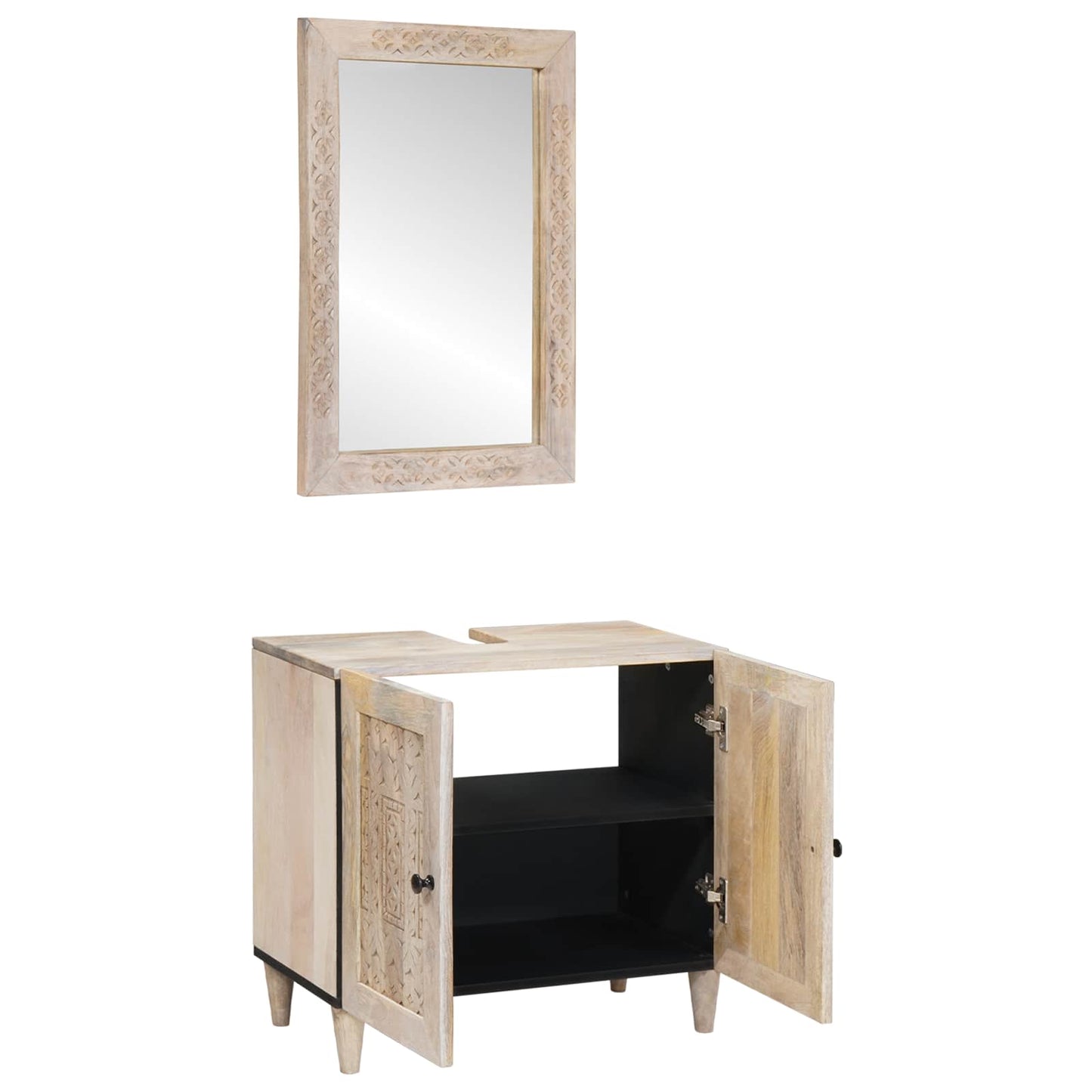Set di mobili per il bagno 2 pcs Bianco Legno multistrato | homemem39