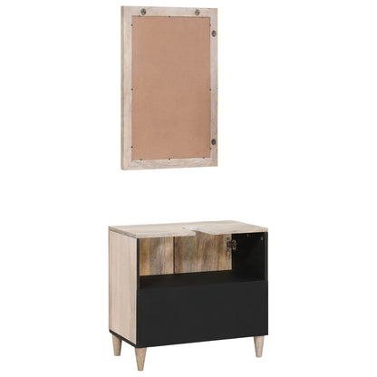 Set di mobili per il bagno 2 pcs Bianco Legno multistrato | homemem39
