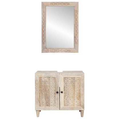 Set di mobili per il bagno 2 pcs Bianco Legno multistrato | homemem39