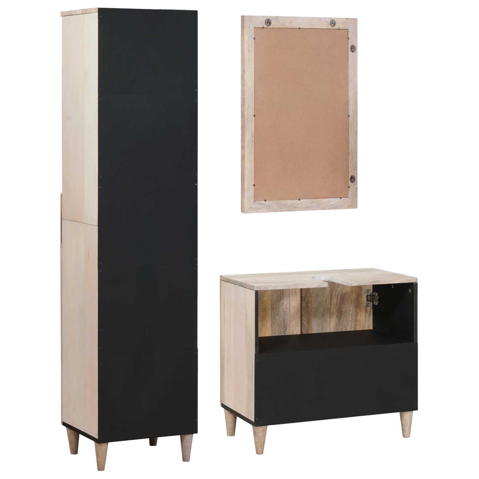 Set di mobili per il bagno 3 pcs Bianco Legno multistrato | homemem39