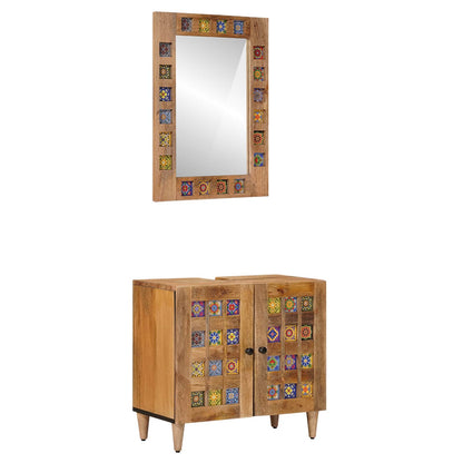 Set di mobili per il bagno Montaggio a parete 2 pcs Naturale | homemem39