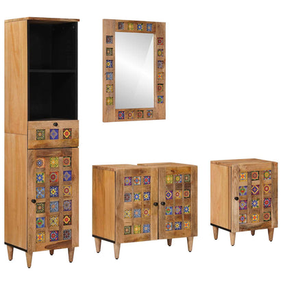 Set di mobili per il bagno con cassetto 4 pcs Naturale | homemem39