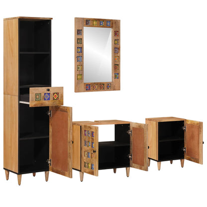 Set di mobili per il bagno con cassetto 4 pcs Naturale | homemem39