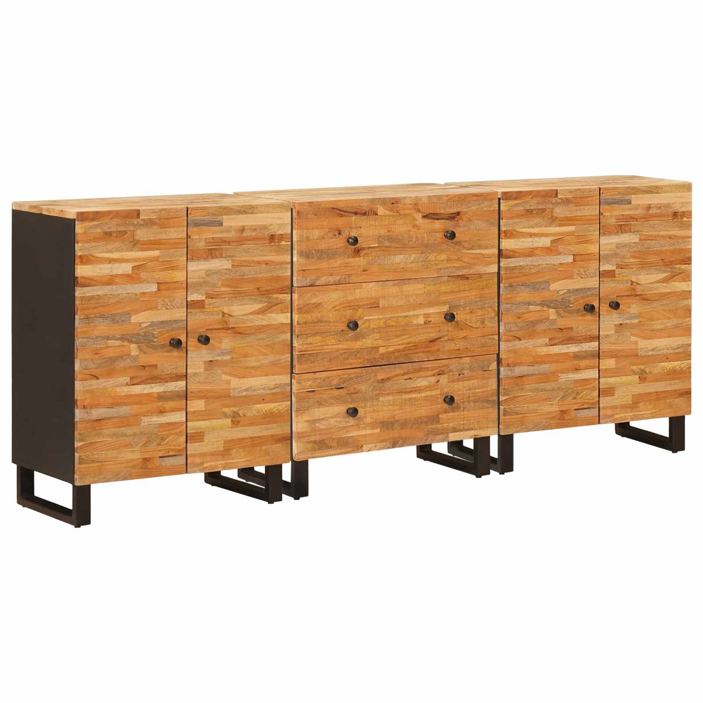 Credenza 3 pcs Marrone 60 x 33 x 75 cm Legno di mango massello | homemem39