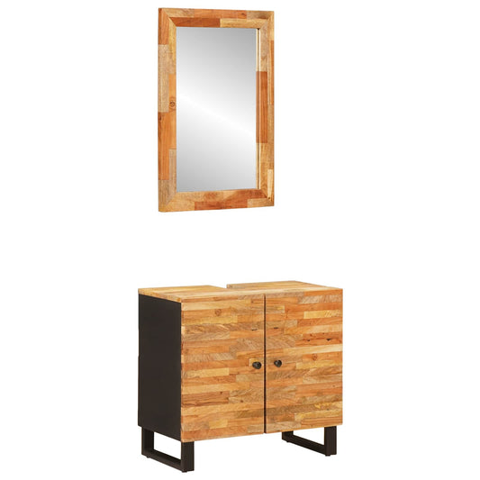 Set da Bagno con porta 2 pcs Naturale Legno di mango massello | homemem39