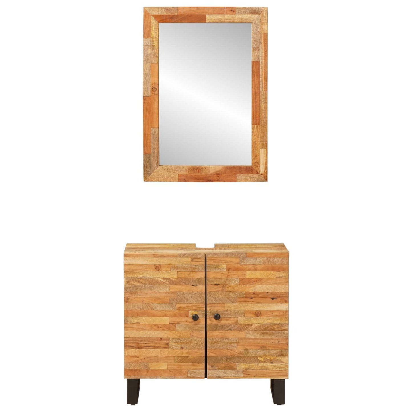 Set da Bagno con archiviazione Naturale Legno di mango massello